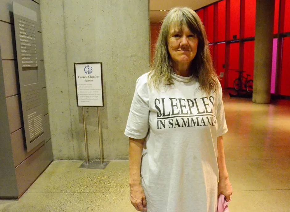Lynne Sprague has been sleeping in the emergency homeless shelter in Seattle City Hall for several months. "It's okay, but it’s not the same thing as stability," she says.