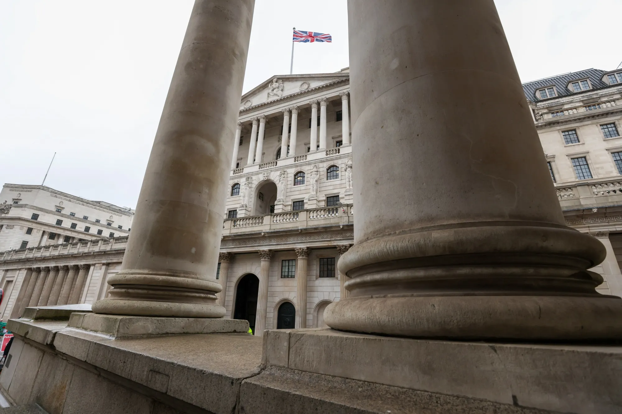 The Bank of England headquarters in the City of London, UK.