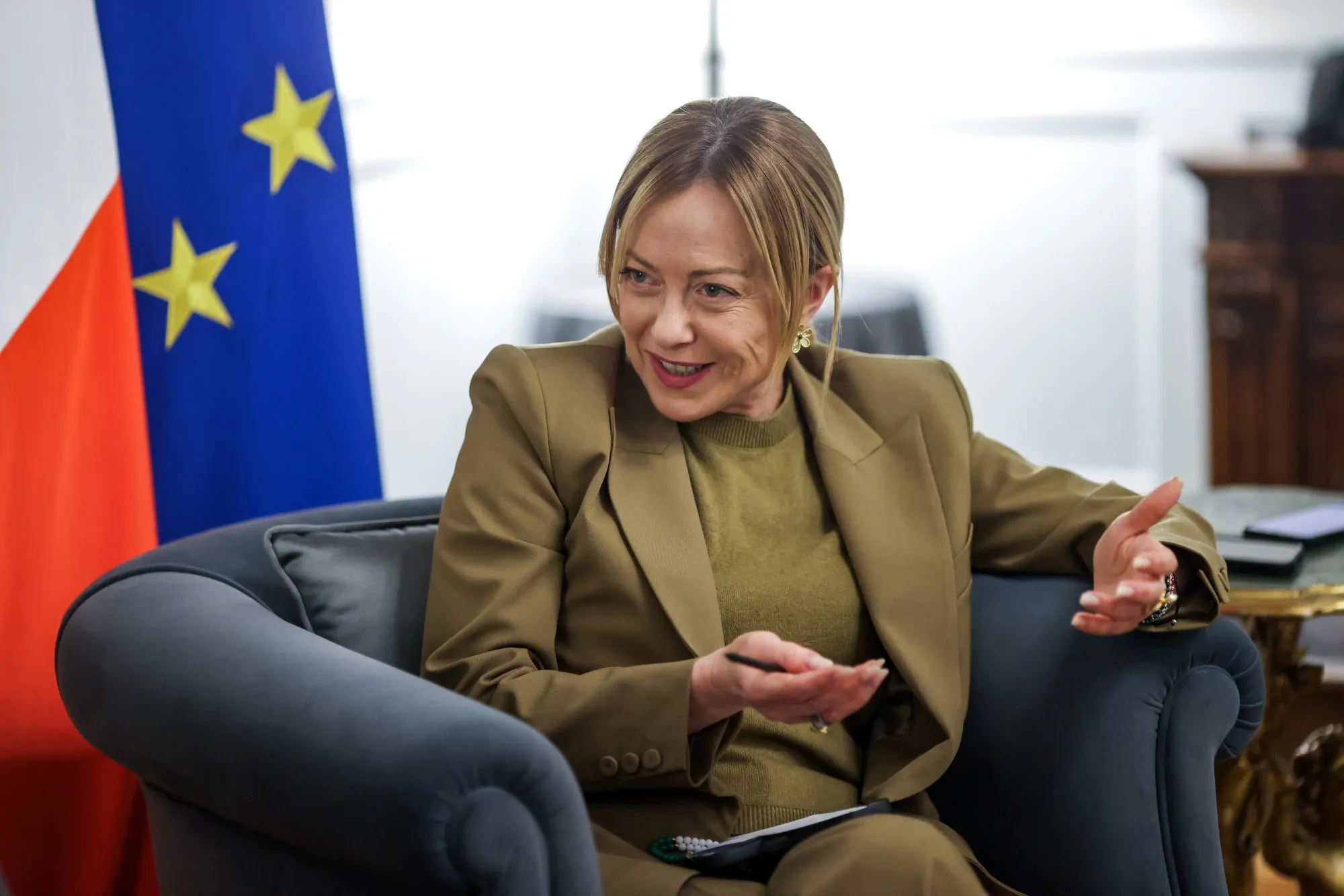 Giorgia Meloni at the Chigi palace in Rome, on Feb. 25.