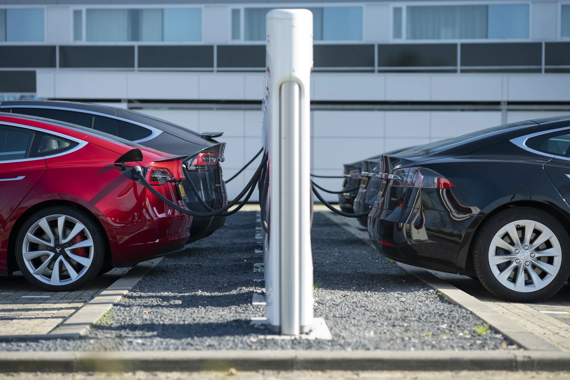 A Tesla charging station in Zaltbommel, Netherlands.