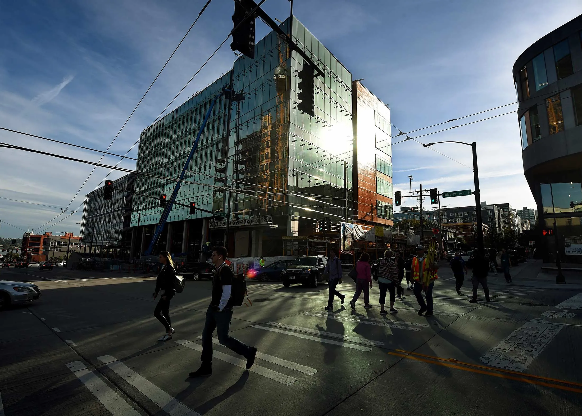Part of the Amazon headquarters complex in Seattle.
