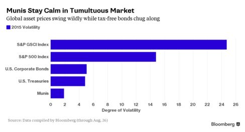 Municipal bonds don't experience the volatility of other assets