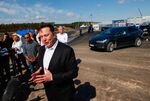 Elon Musk visits the Tesla&nbsp;factory under construction outside Berlin.