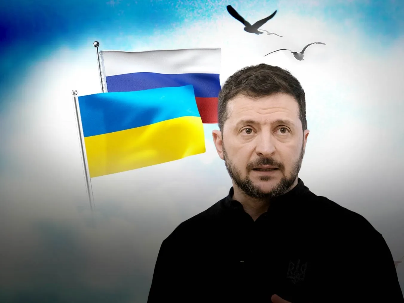 IMAGE_UKRAINE_RUSSIA_FLAGS_ON_PEACEFUL_SKY_ZELENSKIY