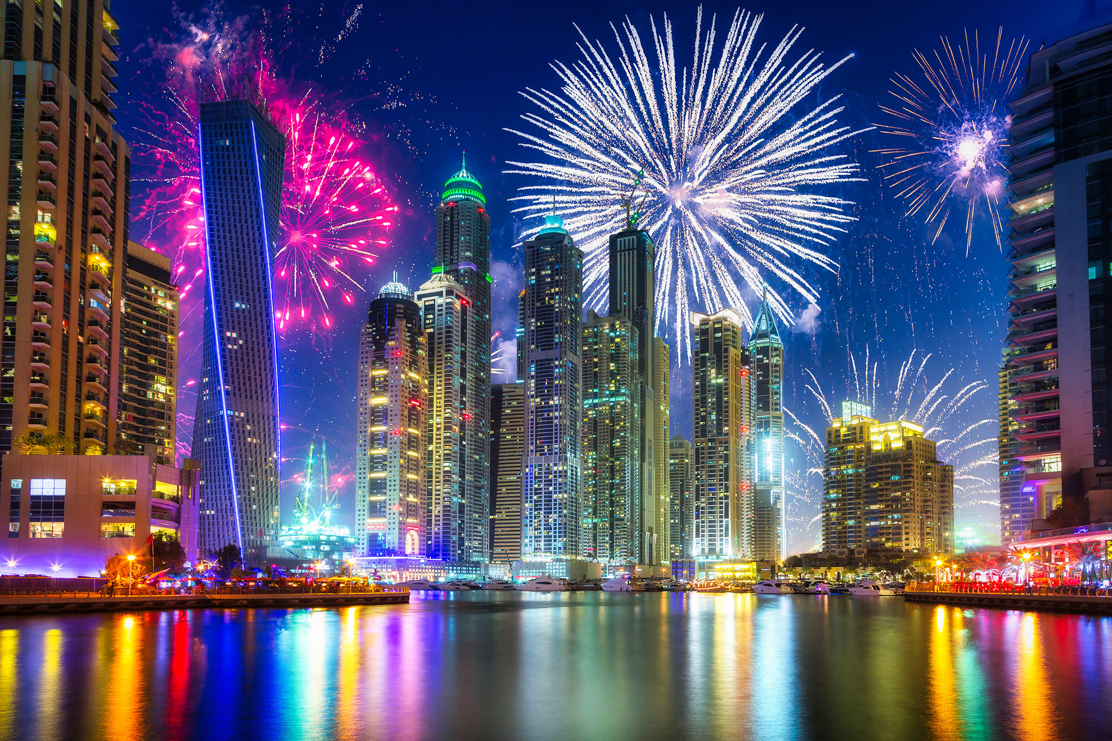 New Year fireworks displays in Dubai.