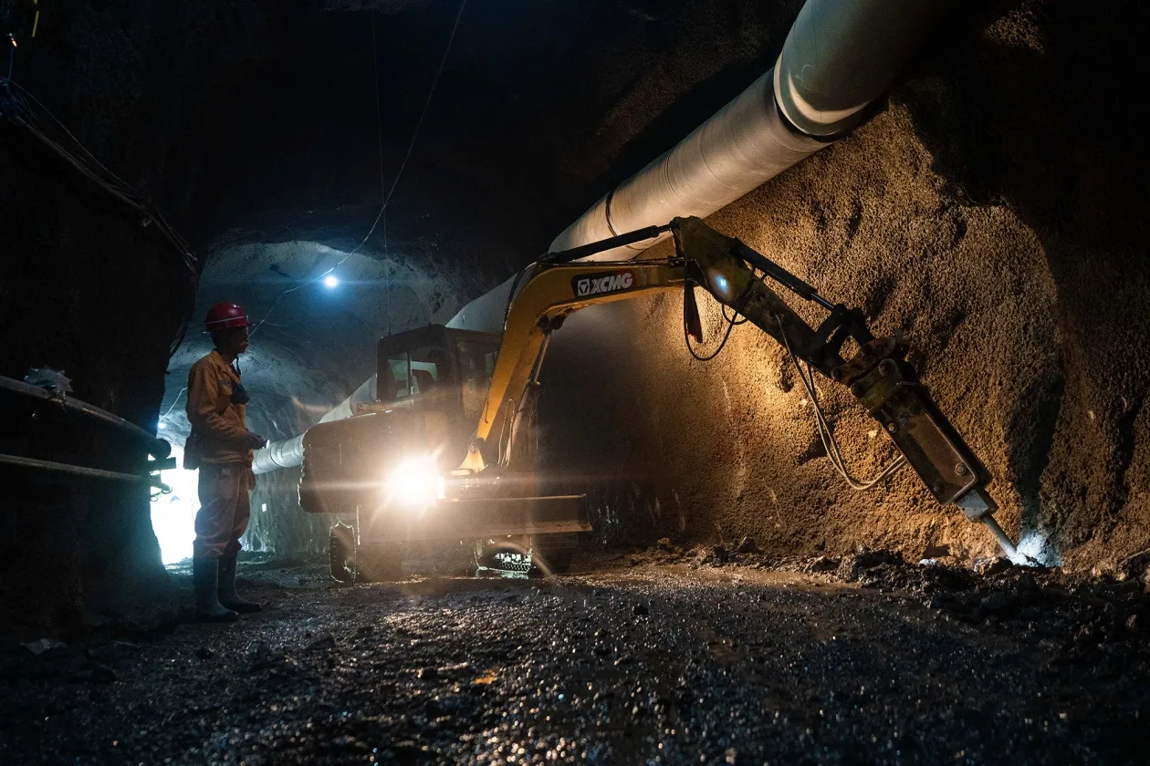 Workers in a&nbsp;lead-zinc mine in Bijie, China.