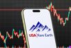 USA Rare Earth Logo Shown On Smartphone With Latest Stock Market Chart