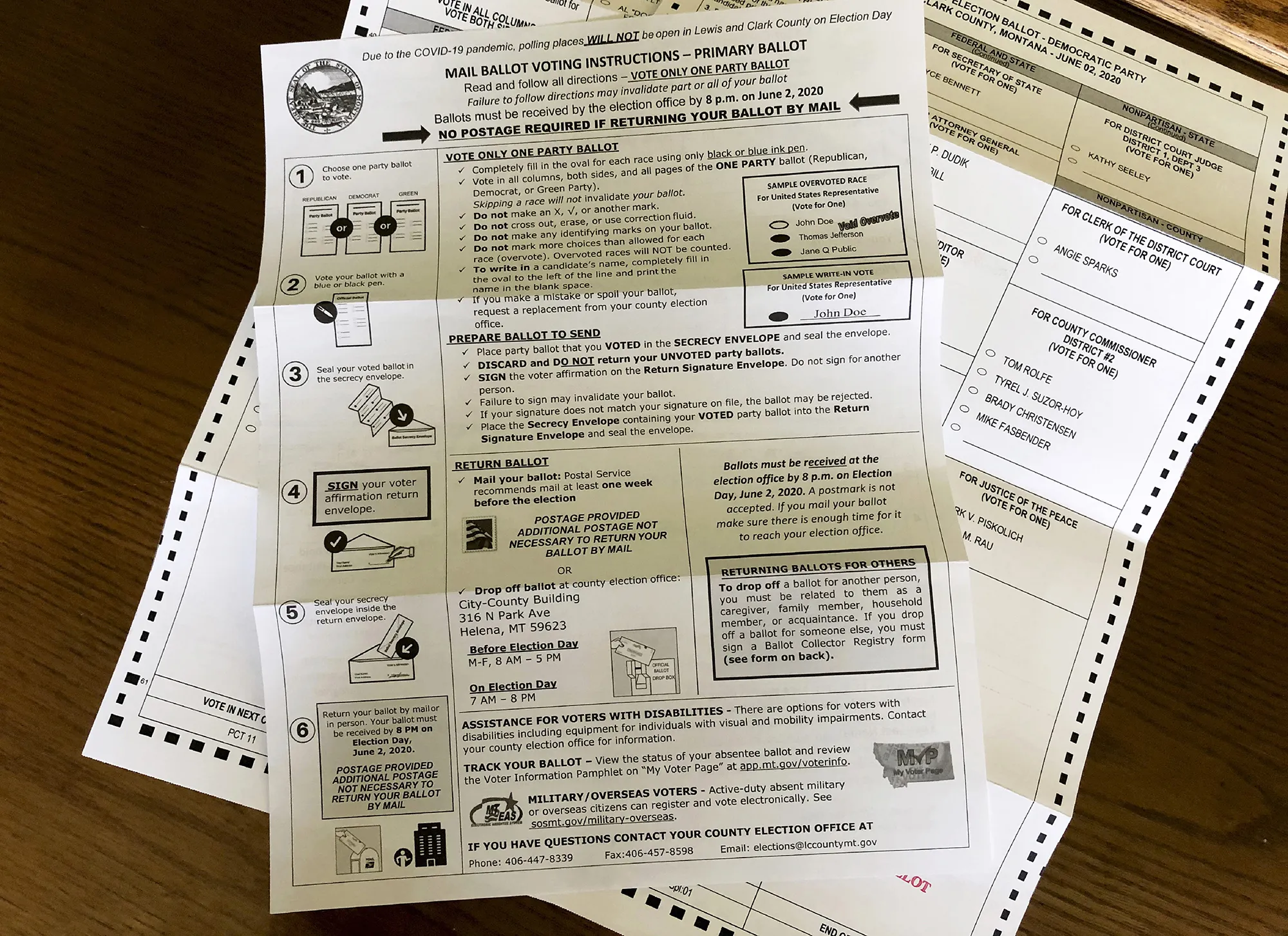 Montana primary ballot&nbsp;in Helena,&nbsp;Montana on May 27.
