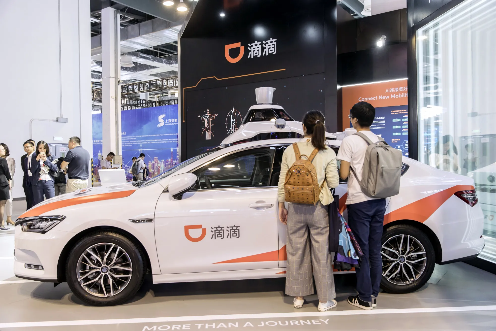 A DiDi Chuxing autonomous vehicle on display at the World Artificial Intelligence Conference in Shanghai in 2019.