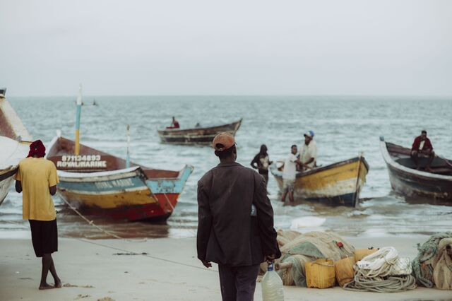 Fisherman on the beach in the Praia Nova neighborhood of Beira, Mozambique, on March 20. 