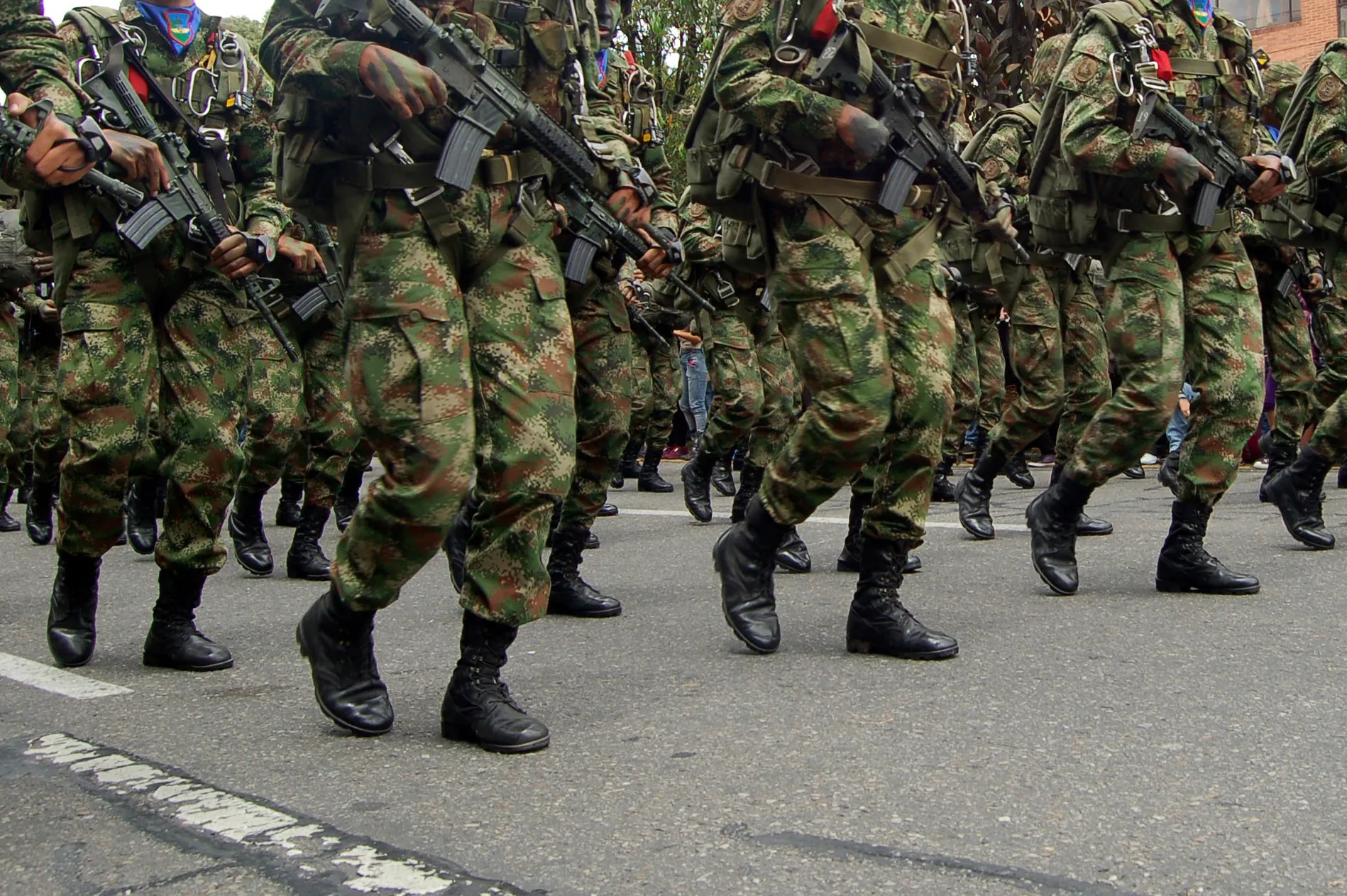An army parade in Bogota, Colombia.
