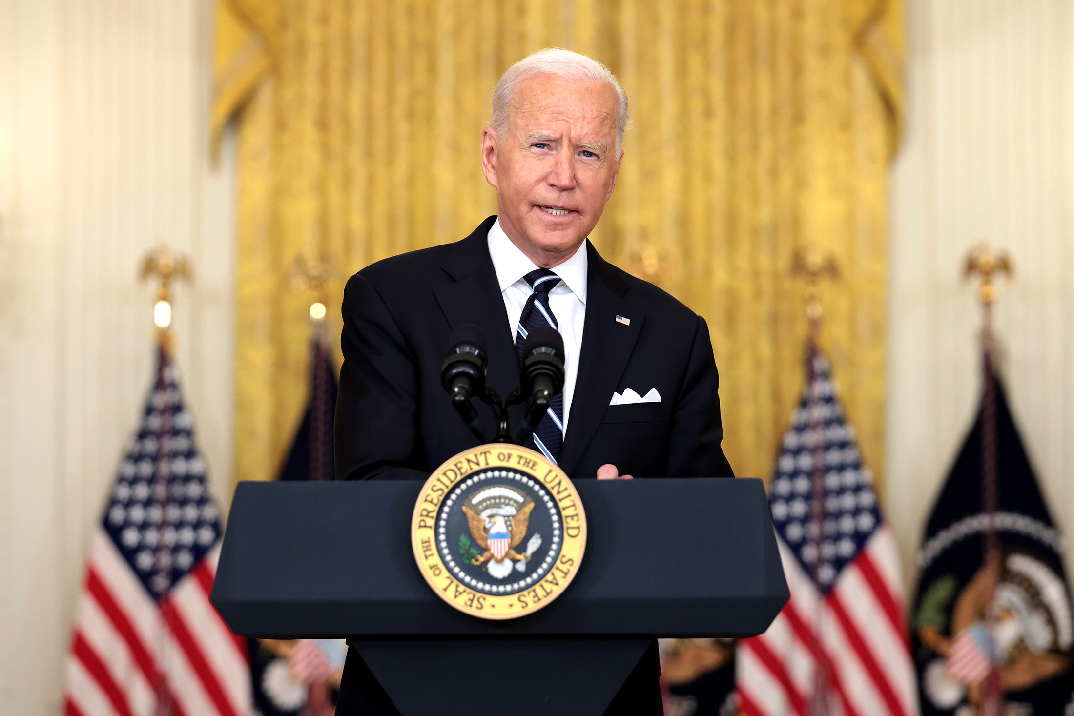 U.S. President Joe Biden delivers remarks on the COVID-19 response and the vaccination program