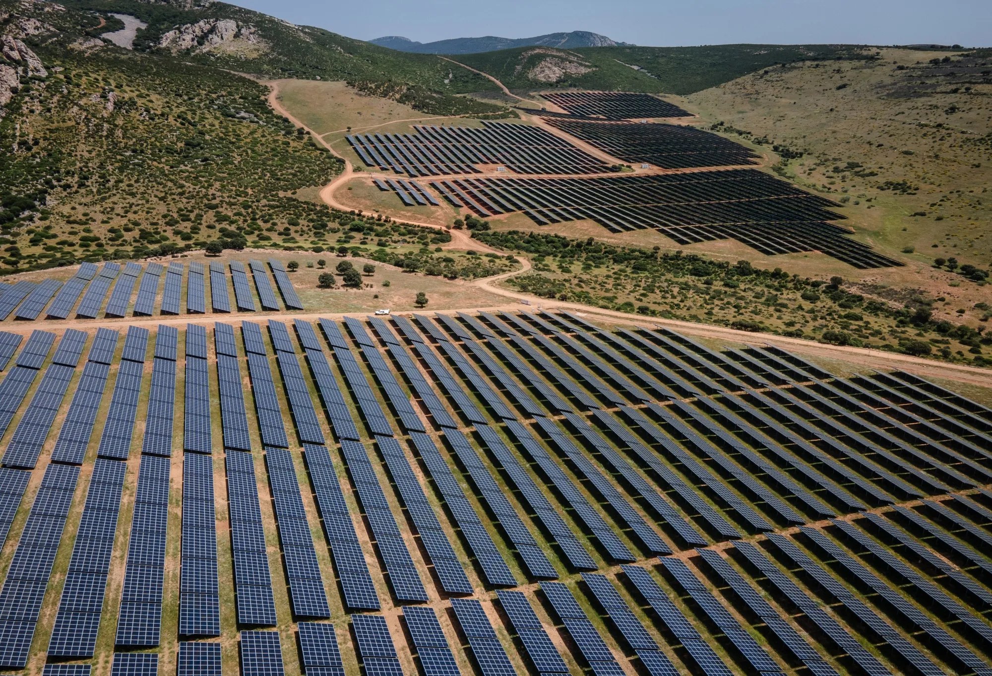 Arrays of photovoltaic panels in Spain.