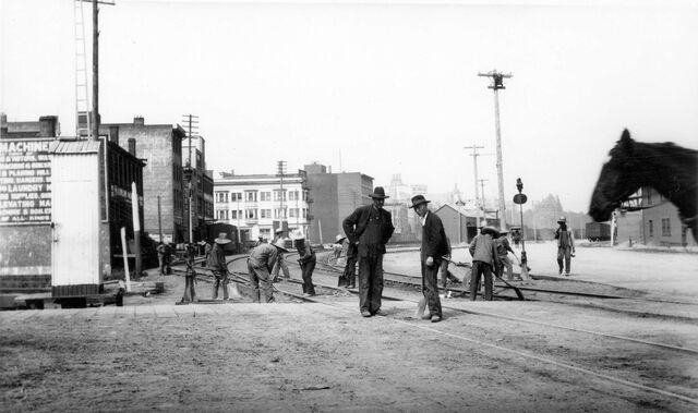 Street railroad construction, circa early 1900s