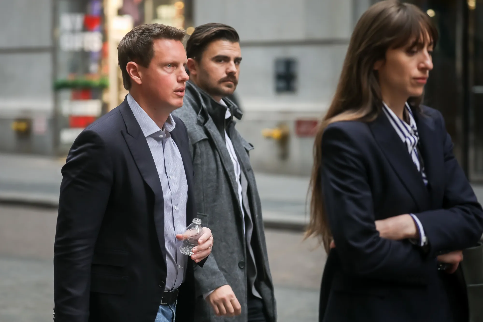 David Ellison,&nbsp;CEO of Paramount Skydance Corp., left, outside the New York Stock Exchange&nbsp;on Monday.