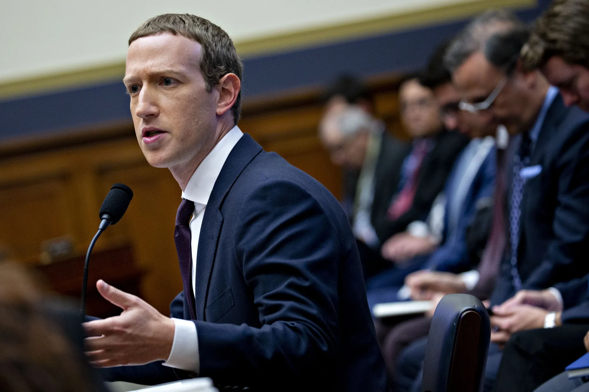 Mark Zuckerberg during a House Financial Services Committee hearing in Washington on Oct. 23, 2019.