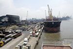 Cargo ships are docked at the Apapa Sea Port in Lagos.&nbsp;