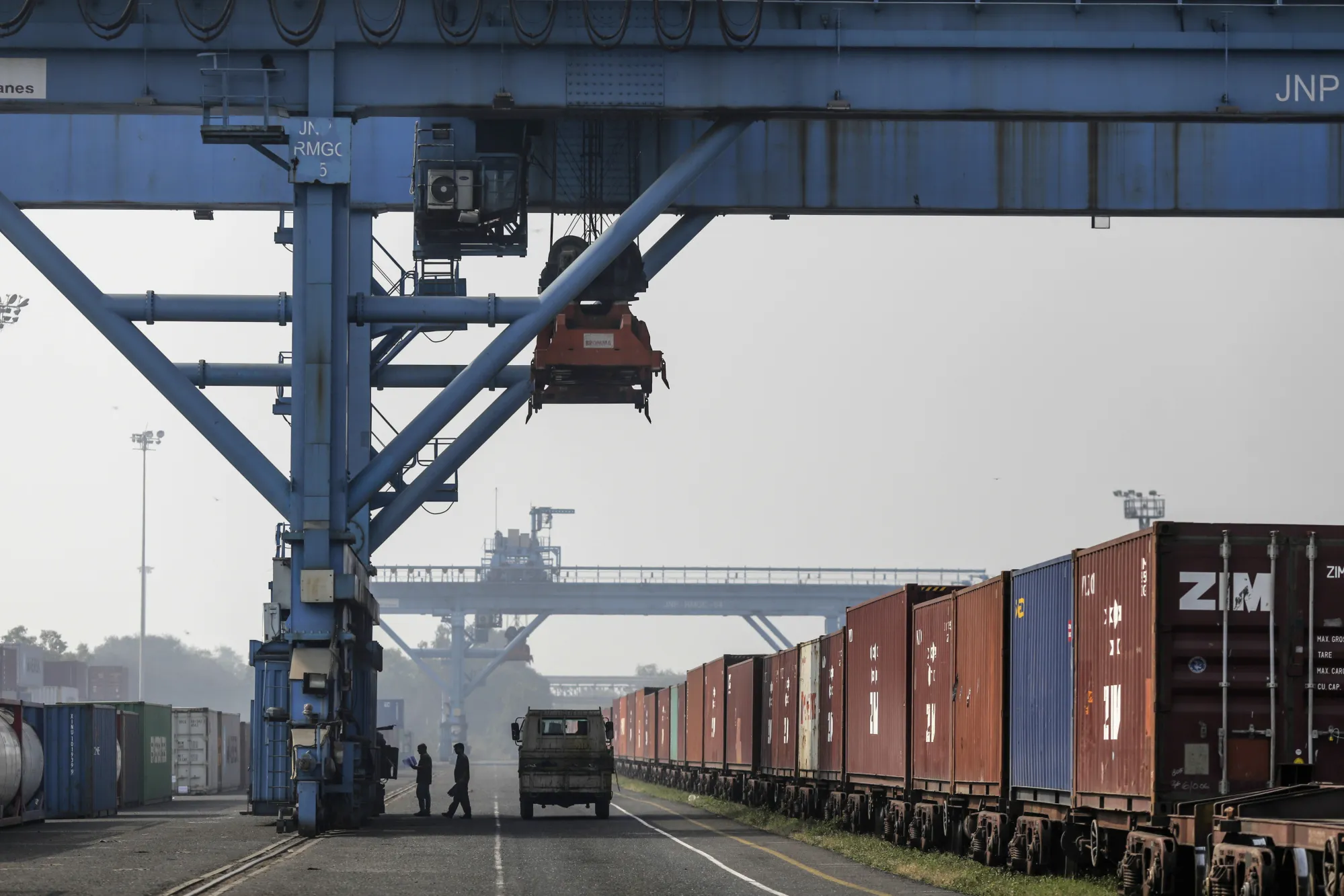 A freight train at the Jawaharlal Nehru Port.