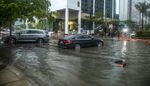 Rainfall from Tropical Storm Alex floods the Brickell area near downtown Miami, on&nbsp;June 4.