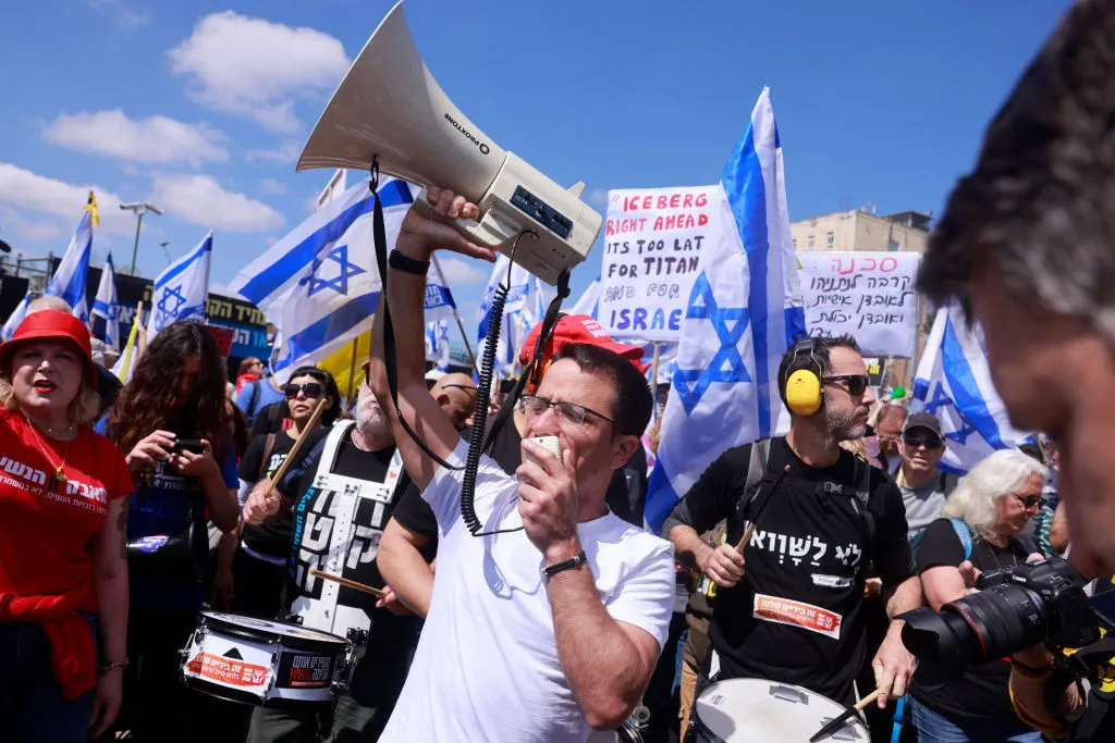 Anti-government demonstrators in Jerusalem, on March 23.