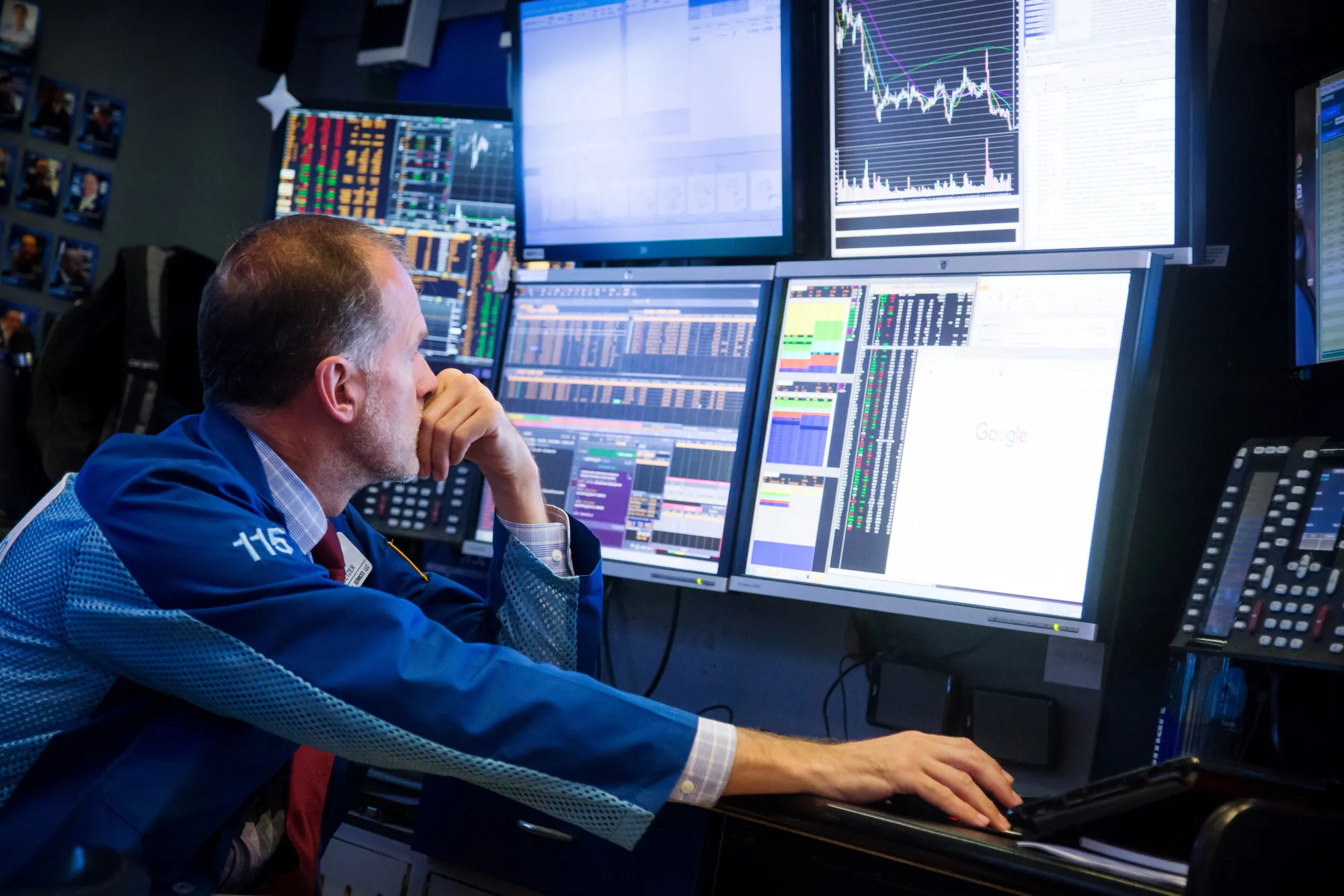 A trader works on the floor of the New York Stock Exchange.&nbsp;