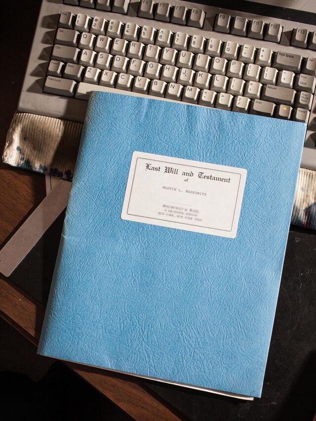 A last will and testament Markowitz had drawn up in the 1980s.