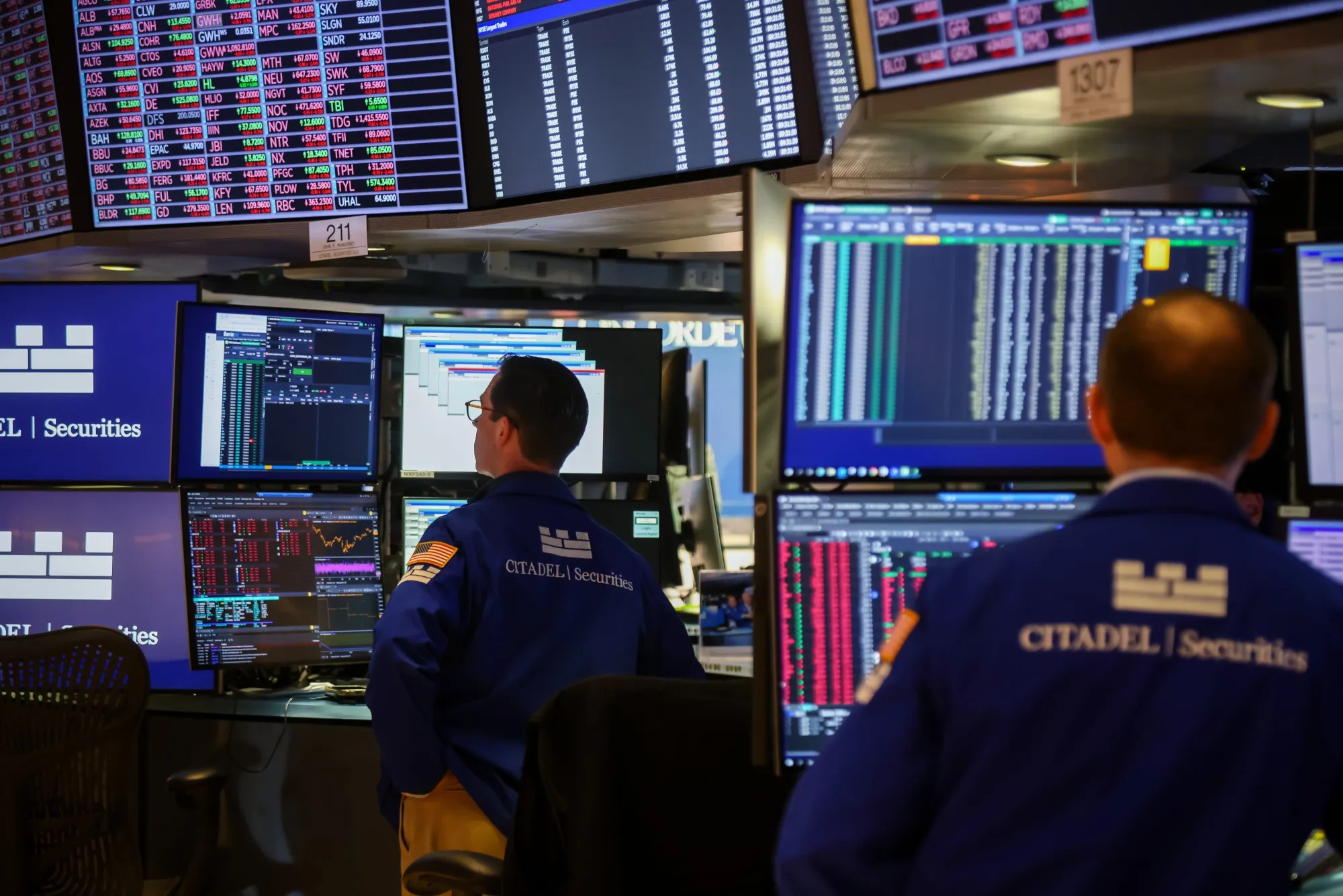 Operadores en la bolsa de Nueva York