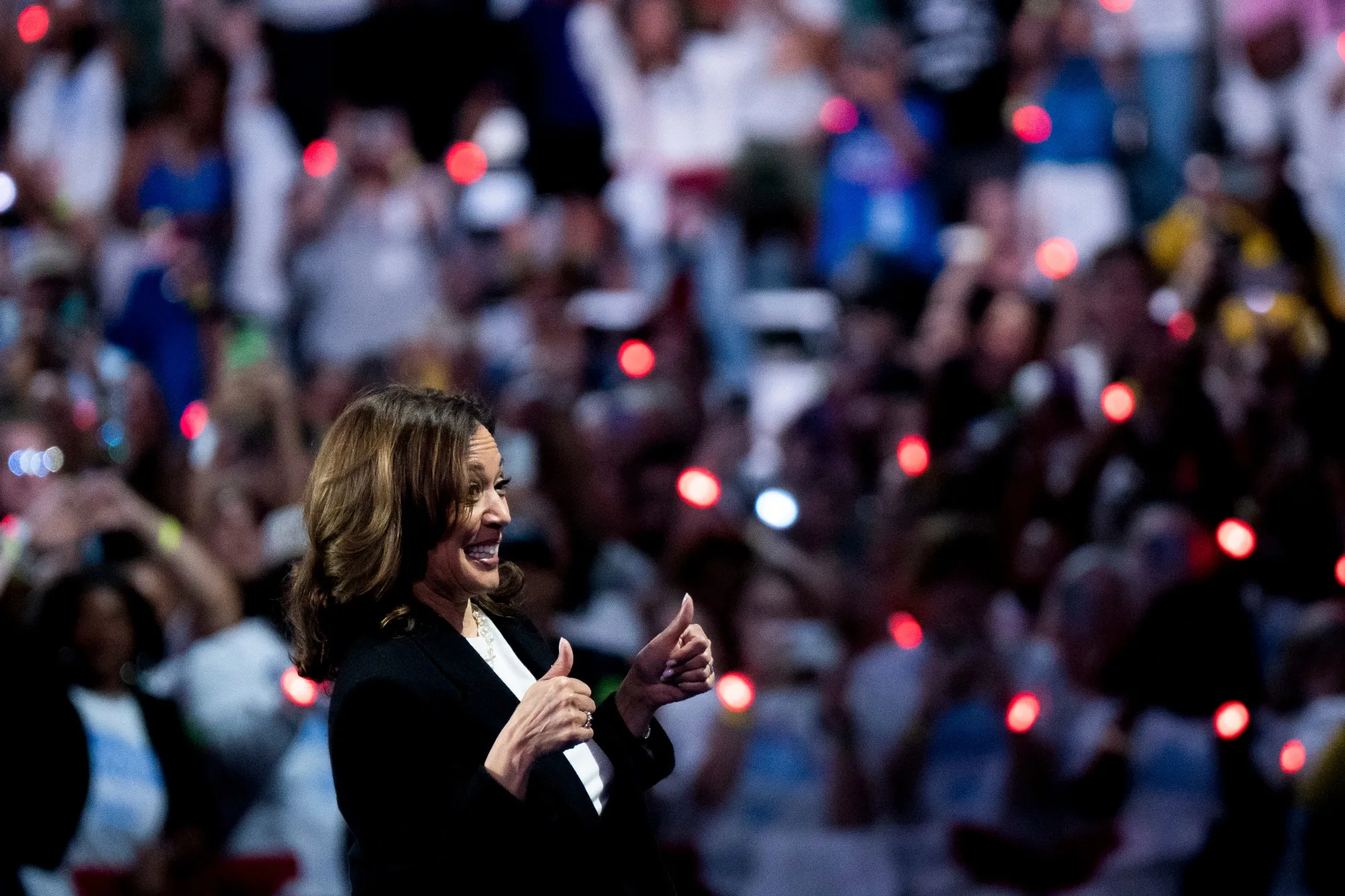 US Vice President Kamala Harris during a campaign event&nbsp;in&nbsp;North Carolina on Sept. 12.