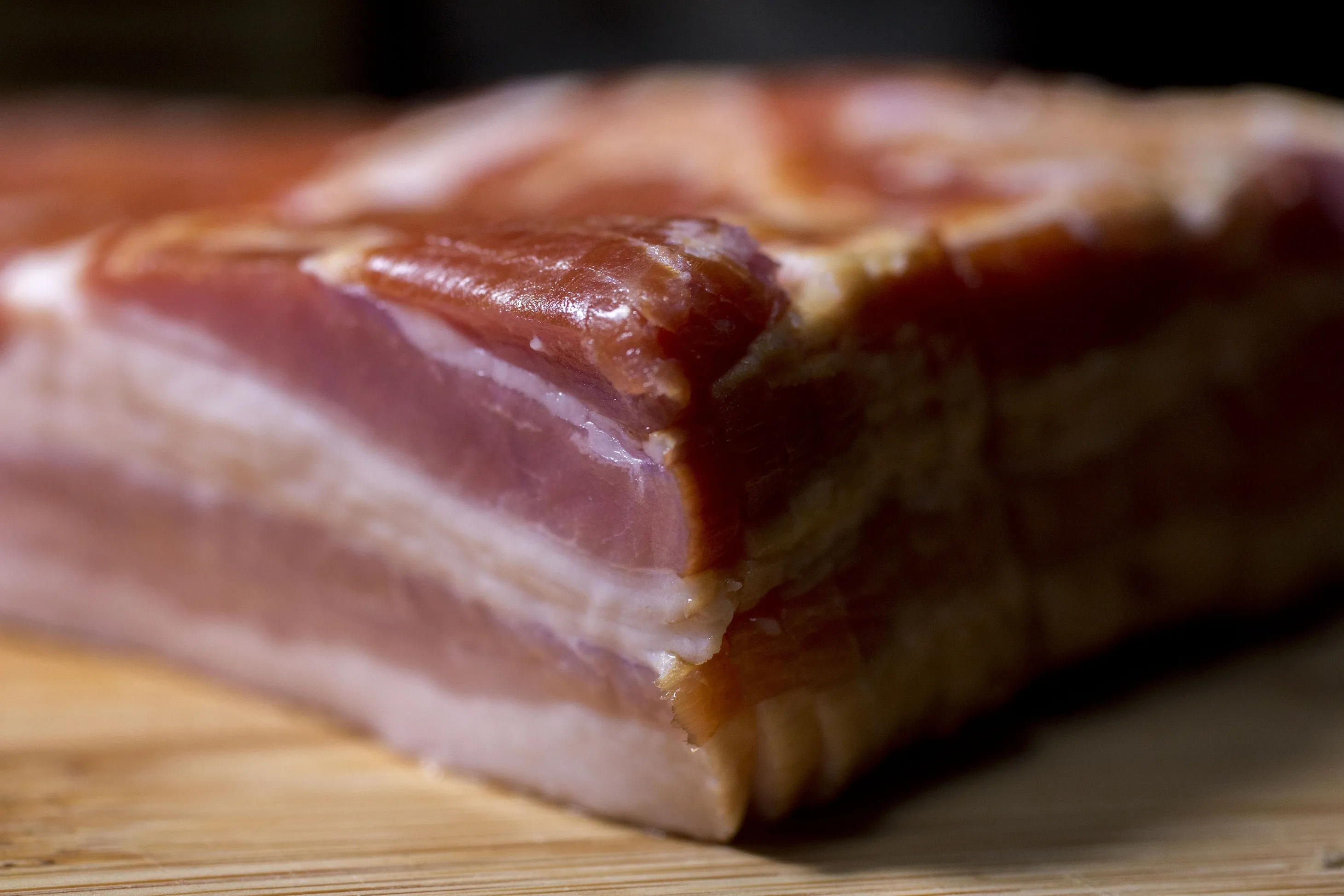 Unpackaged sliced bacon.