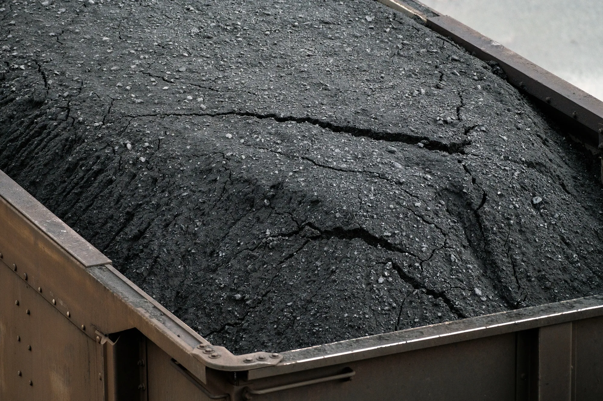 A rail car loaded with coal near the Teck Resources steelmaking coal mine in the Elk Valley, near Sparwood, British Columbia.