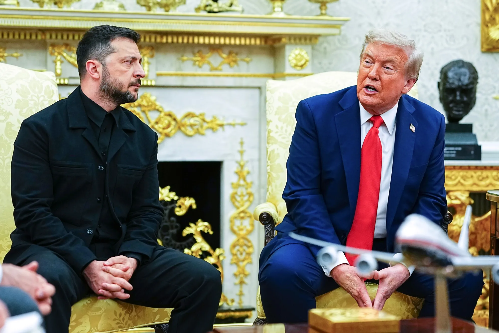 Volodymyr Zelenskiy and Donald Trump during a meeting in the Oval Office in August.