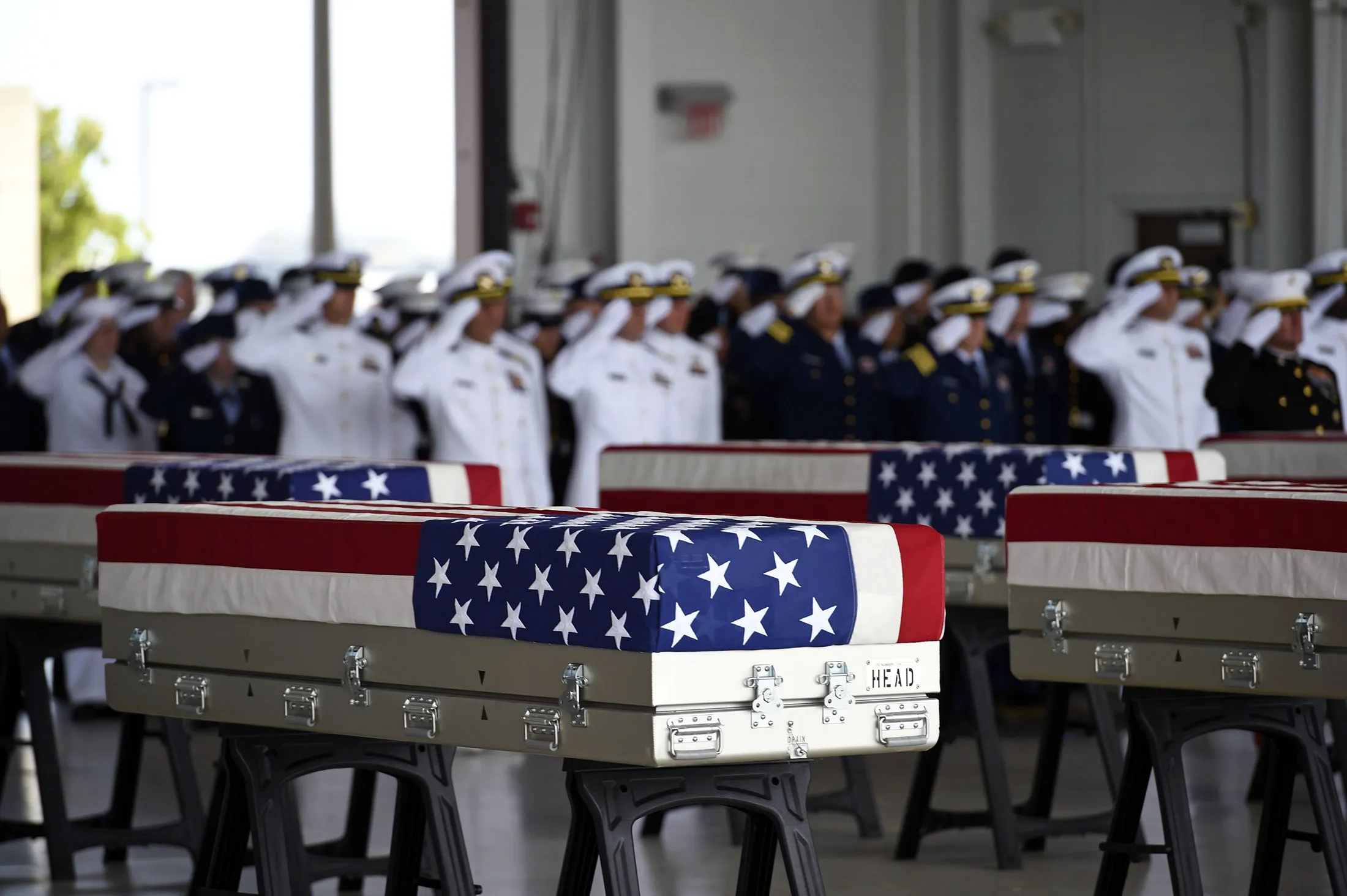 Cases with the remains believed to be those of the&nbsp;American soldiers that died during the Korean War, in&nbsp;Hawaii, on Aug.&nbsp;1.