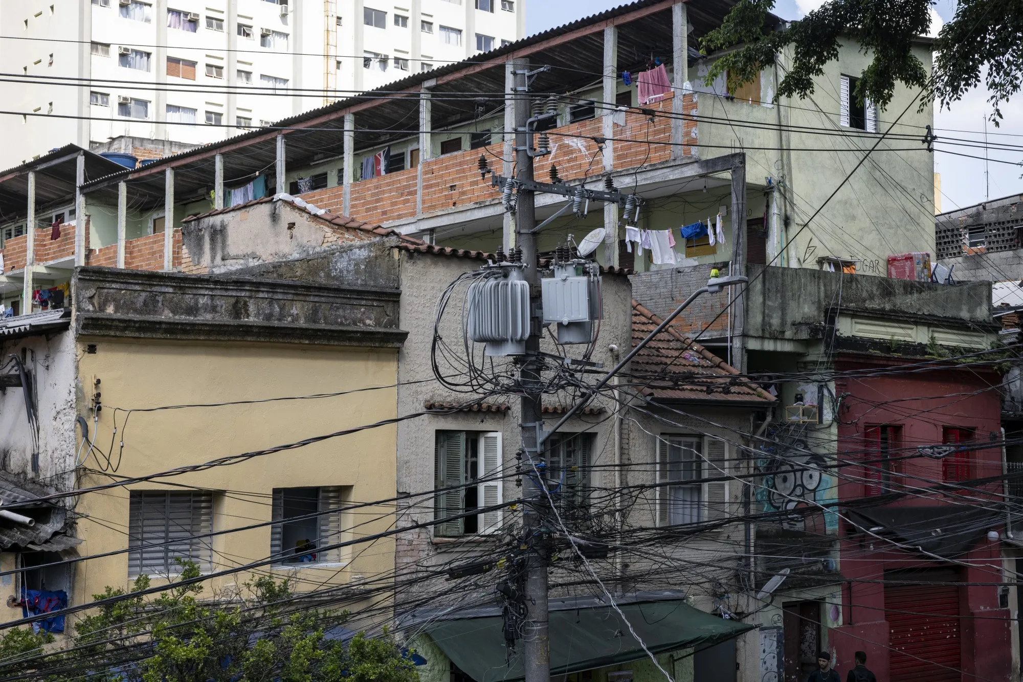 A tenement building known as a cortiço in downtown Sao Paulo, Brazil. 