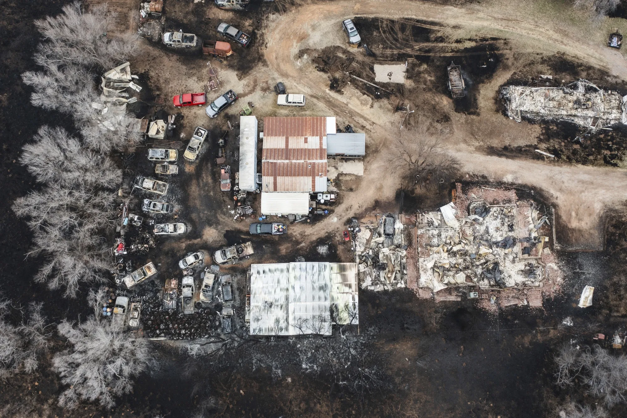 Multiple vehicles and residences&nbsp;destroyed by the Smokehouse Creek Fire in Canadian, Texas on Feb. 29.