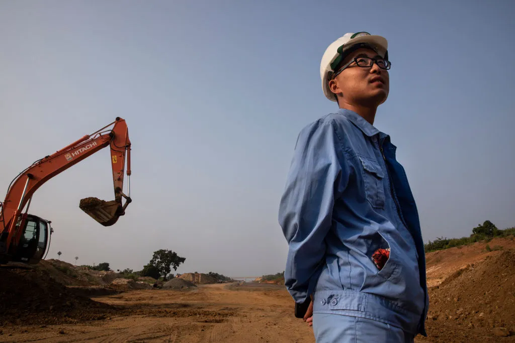 A Chinese site engineer in working in Sri Lanka.