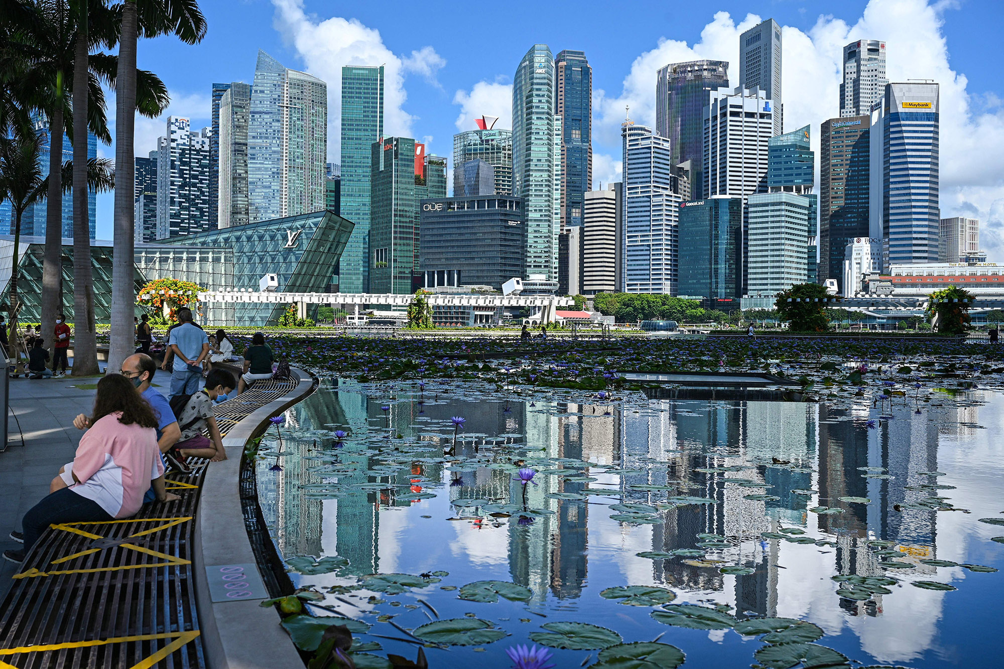 The skyline of Singapore.