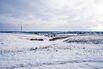 Snow covers agricultural land near Ternopil, Ukraine.