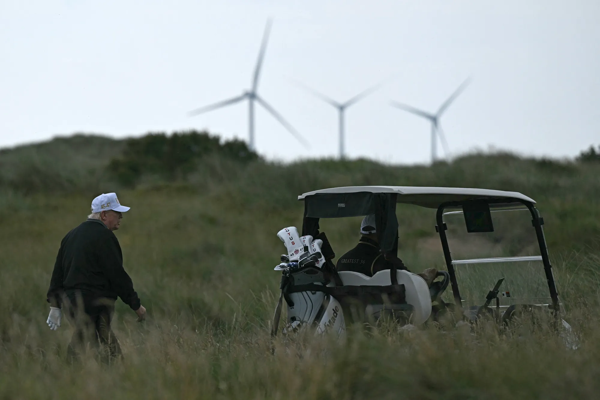 Donald Trump at the the Trump International Golf course&nbsp;near the Aberdeen Bay Wind Farm,&nbsp;in Balmedie, Scotland, in July.