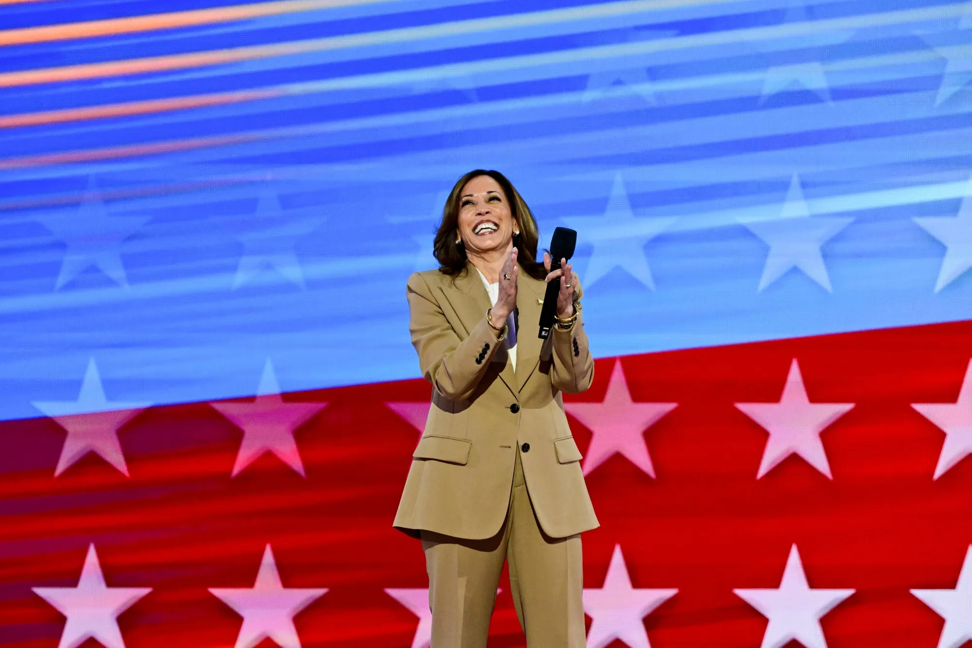 Kamala Harris arrives during the Democratic National Convention (DNC) in Chicago&nbsp;on Aug. 19.