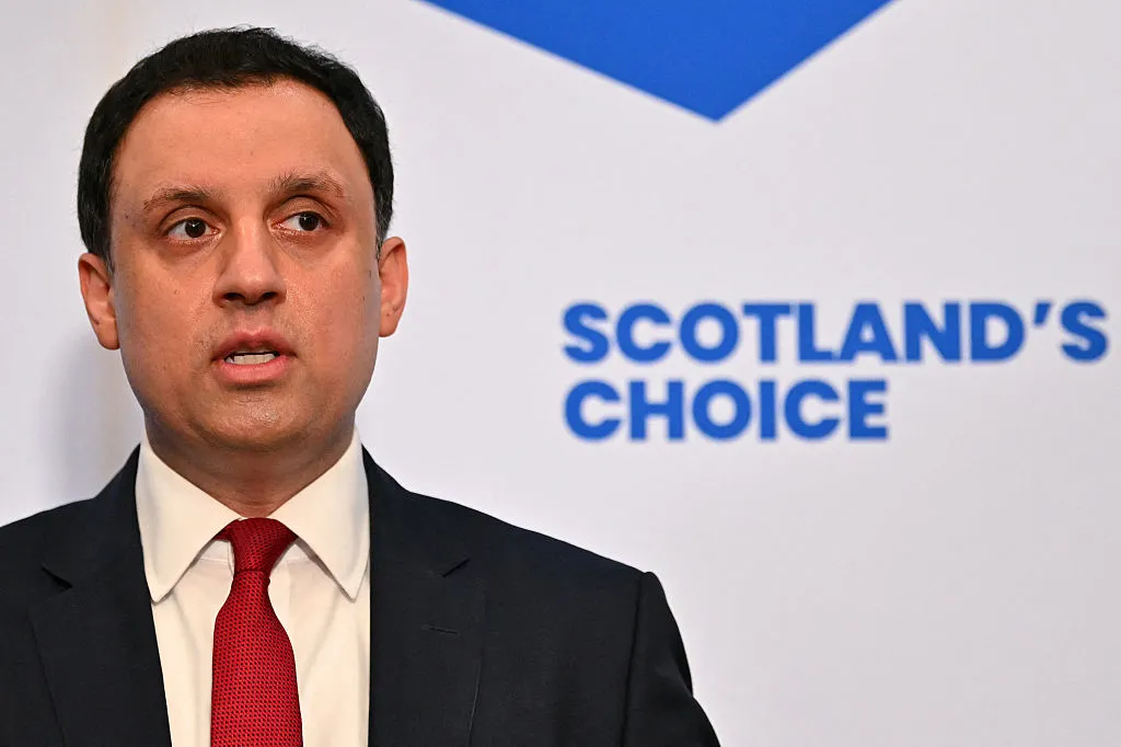 Anas Sarwar speaks during a press conference in Glasgow on Feb. 9.