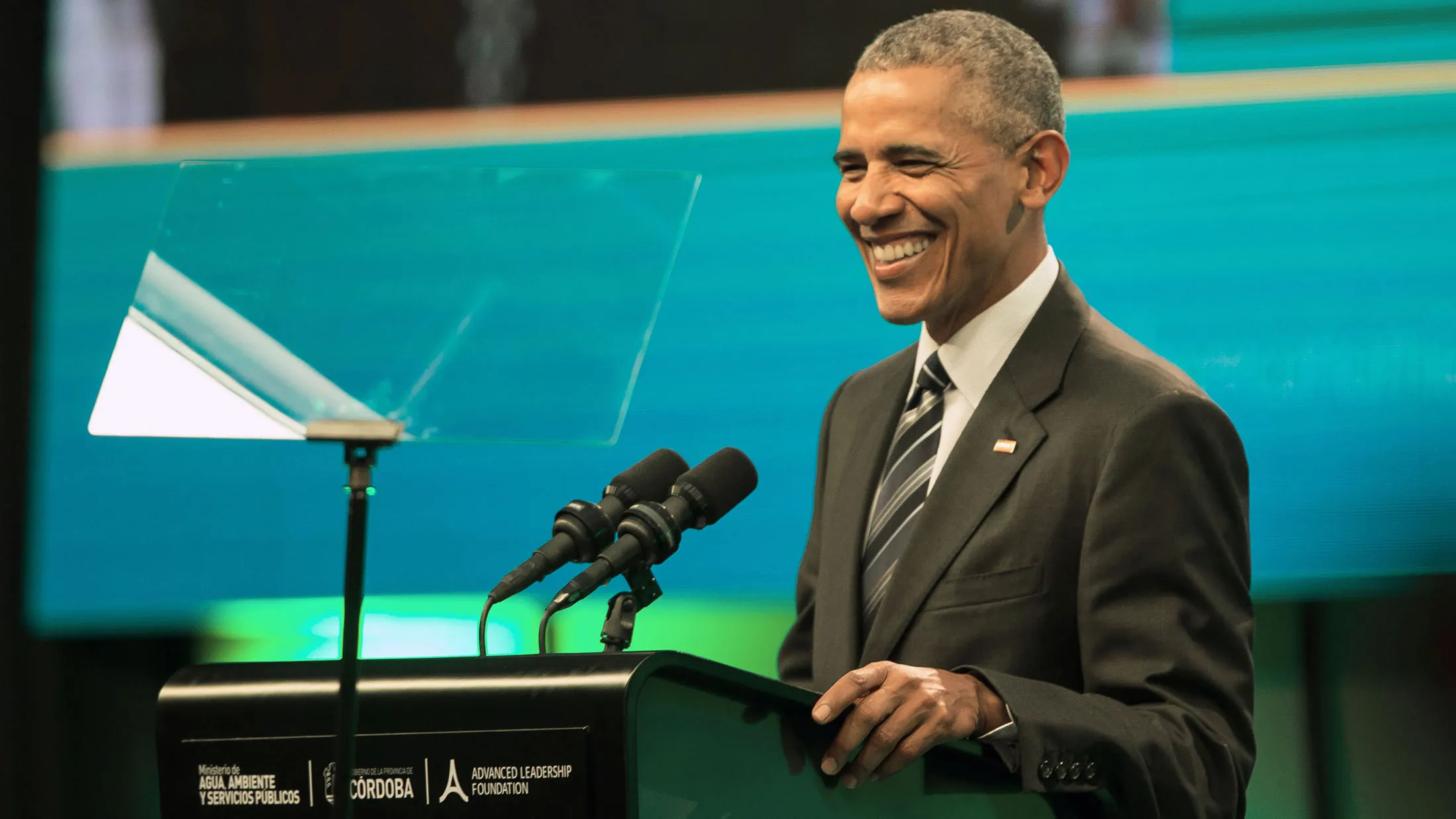Former U.S. President Barack Obama speaks in Argentina&nbsp;on Oct. 6, 2017.&nbsp;