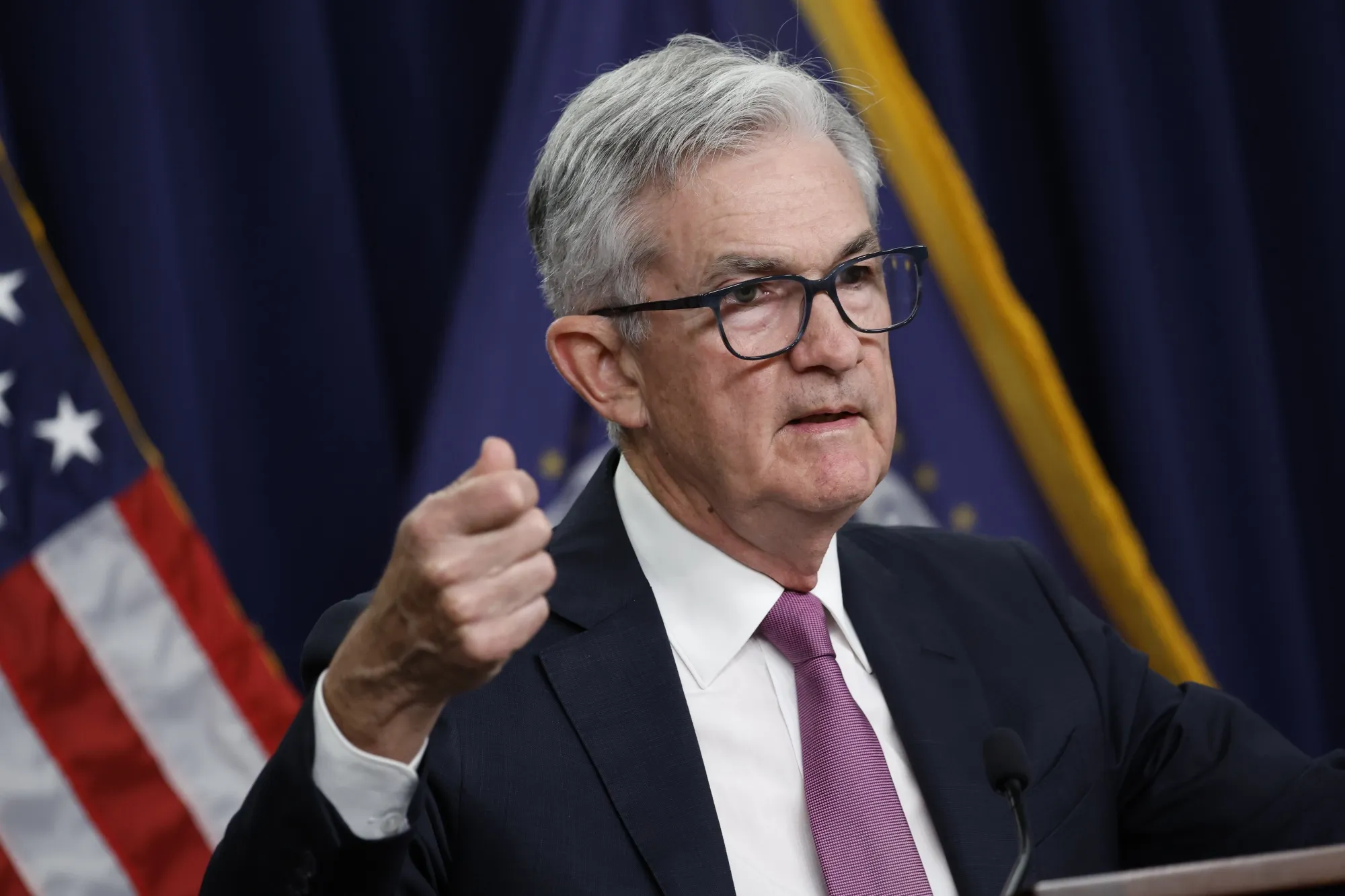 Jerome Powell, chairman of the&nbsp;Federal Reserve, speaks during a news conference on July 27, 2022.