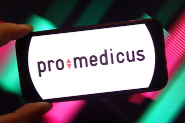 In this photo illustration, the Pro Medicus company logo is