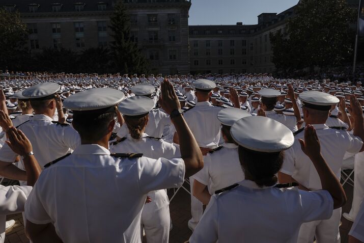 Plebes Processed Into U.S. Naval Academy On Induction Day