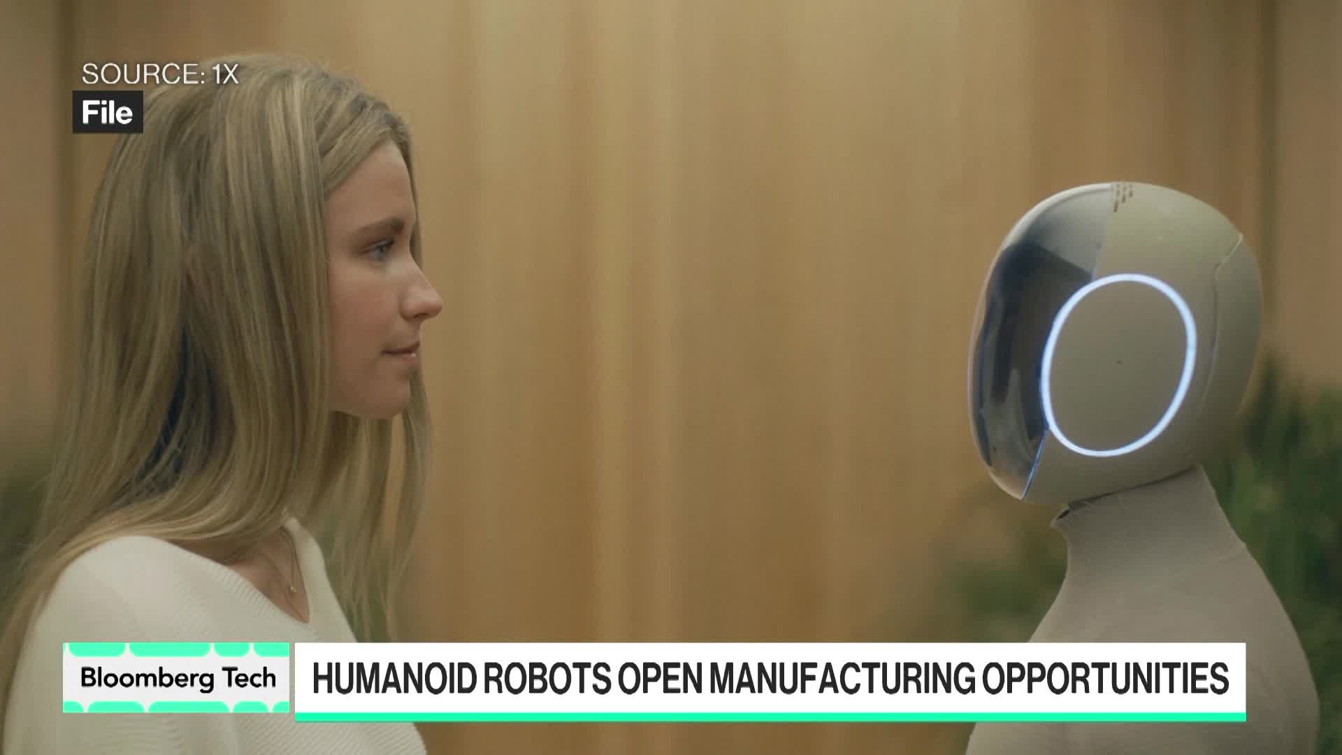 Watch Robot Maker 1X Launches Model to Train Humanoids Faster - Bloomberg