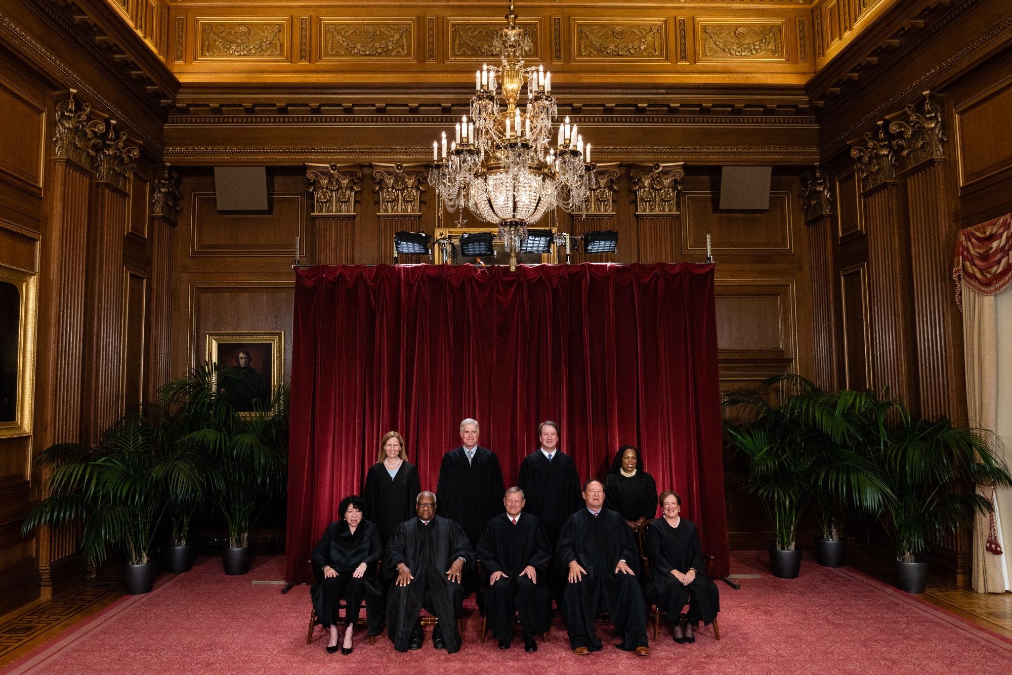 Justices of the US Supreme Court during a formal group photograph in 2022.