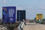 Billboards for Kenyan presidential candidates Raila Odinga and William Ruto in Nairobi.