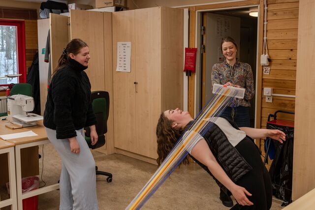 People at the Samernas Utbildningscentrum school in Jokkmokk which teaches Sámi crafts, art and language
