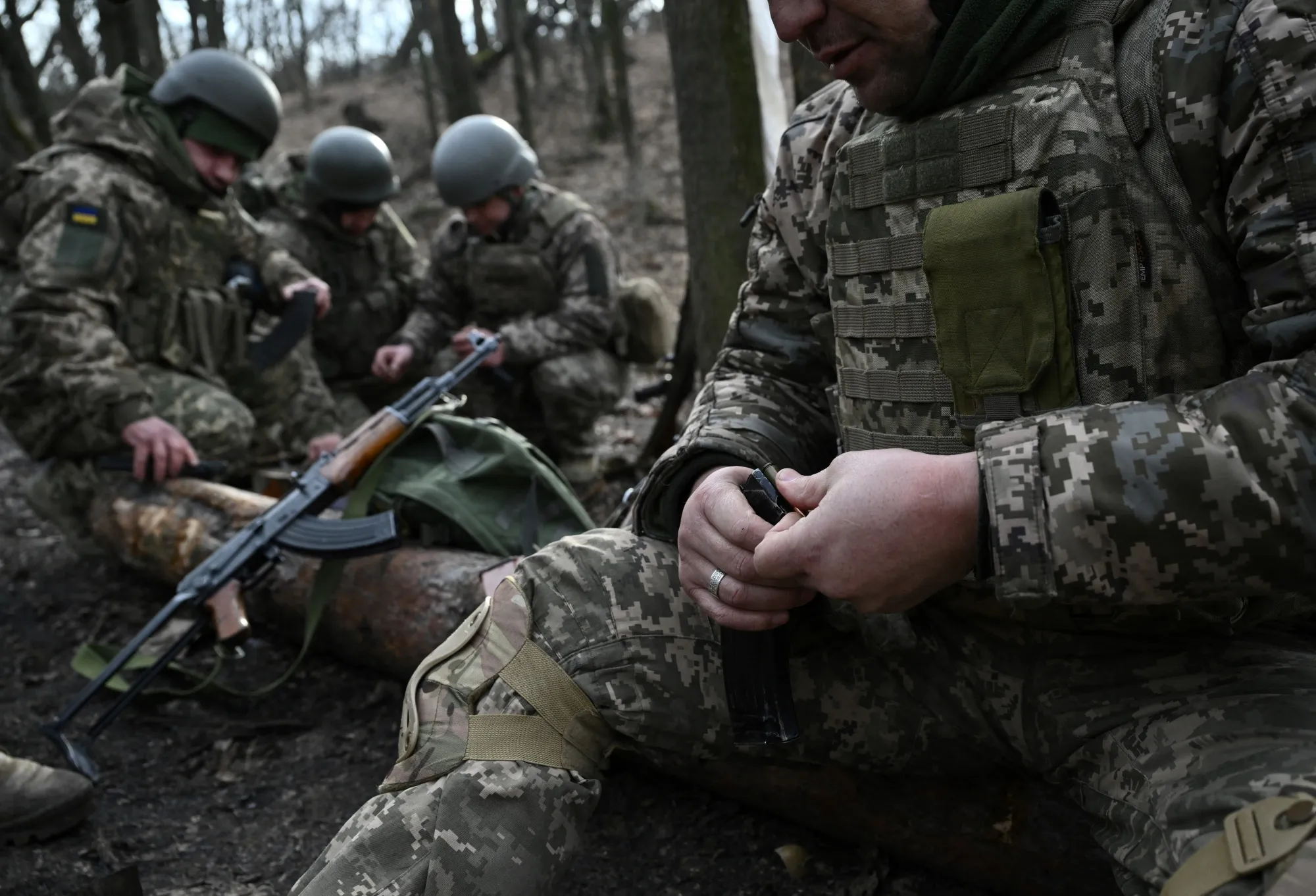 Ukrainian Armed Forces members participate in a tactical training in the Donetsk region, on Jan. 22.&nbsp;
