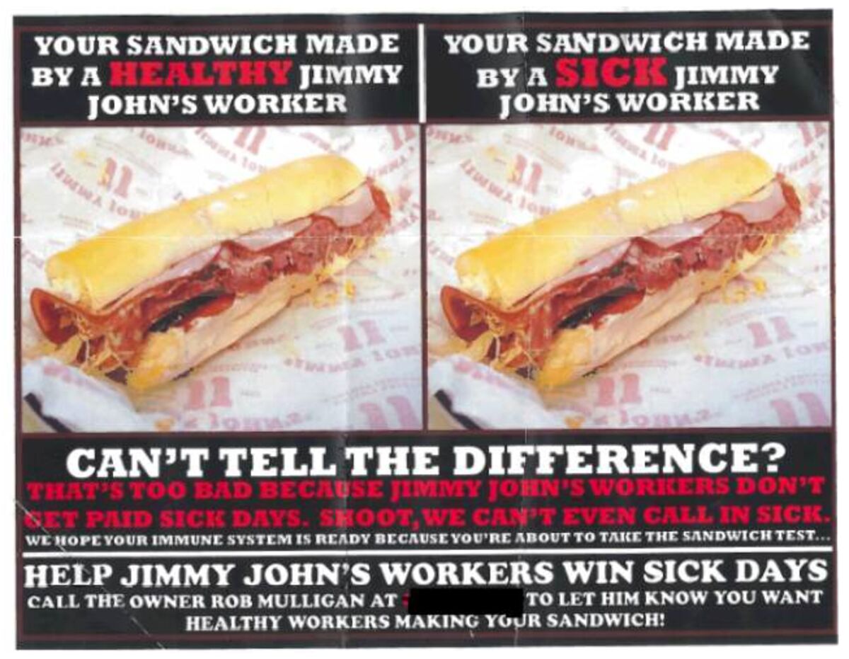 NLRB: Jimmy John's Can't Fire Workers for Icky Sick-Leave Protest -  Bloomberg